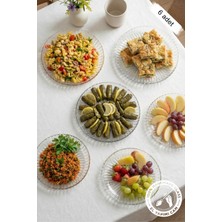 Glamis Selen Concept Papatya Model El Yapımı Cam Büyük Tabak 6'lı Set