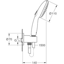 110 Su Çıkış Dirsekli El Duşu Seti 2 Akışlı Rain,jet Mat Siyah - 264062433