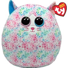 Ty Squishy Beanies - Emma Çok Renkli Yıldız Kedi Yumuşak Peluş Yastık, Glitter Gözlüklü Peluş Yastık, Gençler ve Yaşlılar Için Hediye Fikri, Hepsi Toplanacak - 22 cm - T39264