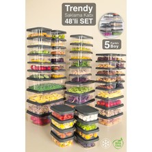 Meleni Home 48'li Dikdörtgen Erzak Saklama Kabı - Mikrodalga ve Difrize Uygun Düzenleyici Organizer Gri