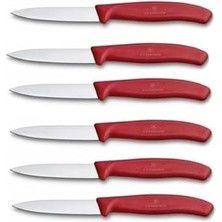 Kırmızı Soyma Bıçağı Seti 8 cm 6'lı