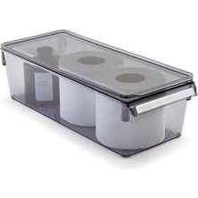 Kapaklı Banyo Mutfak Düzenleyici Raf Ps 360 * 150 * 100 mm Şeffaf M-E27-20-16K