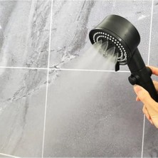 Turbo Fan 5 Fonksiyonlu Duş Başlığı, El Duşu Handshower, Siyah, Durdurma Özelliği Ile, Yenilikçi ve Çok Fonksiyonlu Banyo Aksesuarı