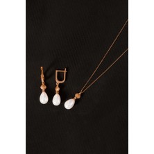 Else Silver 925 Ayar Gümüş Istiridye Damla Inci Set