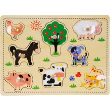 Tahta Raptiyeli Bultak Puzzle Çiftlik Hayvanları 8 Parça