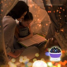 Star Masa Lambası, Gökyüzü Projeksiyon Gece Lambası, Yıldızlı Gece Lambası, Dekoratif ve Şık Tasarım (Mor)
