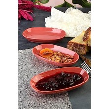 6 Adet Porselen Yeni Özgün Tasarım Özgün Fırın Boyama Çerez Sunum ve Kahvaltı Seti (Bordo)