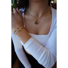 Yonca Figürlü Gold Kaplama Kolye & Bileklik Seti – Şans ve Zarafeti Bir Arada