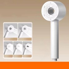 5 Fonksiyonlu Duş Başlığı, Ayarlanabilir Turbo Duş, Yüksek Kaliteli Lüks Tazyik Ayarlı, Modern ve Şık Banyo Aksesuarı Handshower (Gri)