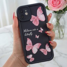 Fibaks Apple iPhone 11 Kılıf Yumuşak Dokulu Kelebek Desenli Yumuşak Kamera Korumalı Silikon Kapak