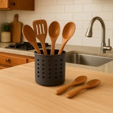 Silindir Kaşıklık– Modern Delikli Tasarım, Hava Geçişli Dayanıklı Mutfak Düzenleyici Kaşıklık