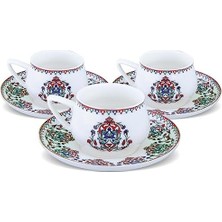 Nakkaş 6'lı Kahve Fincanı Seti, Lacivert-Kırmızı 8li Paket