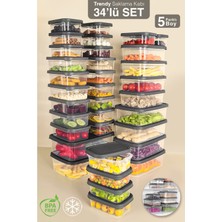 Meleni Home 34'lü Dikdörtgen Erzak Saklama Kabı - Mikrodalga ve Difrize Uygun Düzenleyici Organizer Gri