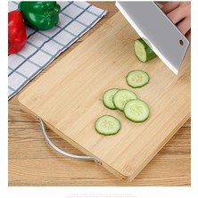 Metal Saplı Bambu Kesme Tahtası, Ahşap Kesim Panosu, Et, Balık, Sebze ve Ekmek Için Çok Yönlü Kesim Tahtası, Doğrama Tahtası Bambu (1, 34X24 Cm)