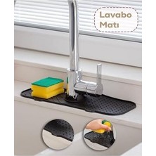 1 Adet Elastik Siyah-Su Tutucu Düzenleyici Kaydırmaz Mutfak Banyo Matı Musluk Mat Mtevystrisg4