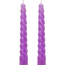 2'li Mor Şamdan Mum Seti