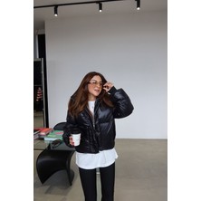 Dik Yaka Ayarlanabilir Bağcıklı Şişme Mont