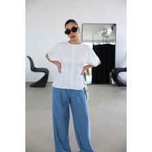 Sırtı Fermuarlı ve Dikişli Bluz