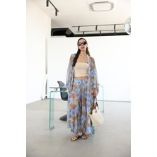 Çiçek Desenli Paçası Lastikli Pantolon