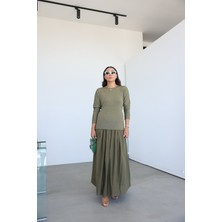 Üstü Triko Altı Poplin Elbise