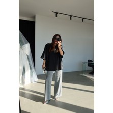 Özge Özgenç Beli Lastikli Simli Pantolon