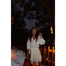 Özge Özgenç Gömlek Yaka Premium Şifon Elbise