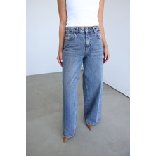 Özge Özgenç Taşlamalı Wideleg Jean