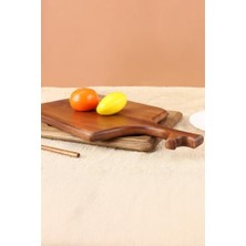 Doğal Akasya Ahşap Kesme Tahtası Saplı, Et, Peynir, Ekmek, Sebze ve Meyve Servis Tepsisi Için Ahşap Mutfak Doğrama Tahtası (46 * 18.5 * 1.5cm)