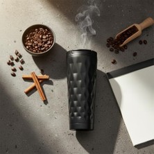 Paslanmaz Çelik Termos Kupa 400 ml | Petek Desenli, Vakum Yalıtımlı | 4-6 Saat /soğuk Tutma | Kilitli Kapak, Bpa Içermez | Seyahat, Ofis, Spor Için