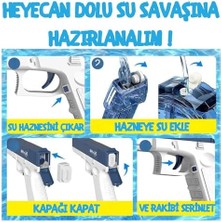 Şarjlı Elektrikli Su Tabancası Tam Otomatik 10M Fışkırtma Havuz Deniz Açık Hava Işıklı 300 ml Kapasiteli 500 Mah Bataryalı