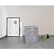 Çamaşır Sepeti Kirli Çamaşır Torbası Çamaşır Sepet Keçe Kapaklı Çok Amaçlı Kutu Sepet Oyuncak Saklama Sepeti Renk (55X40X30 Cm) (Gri)