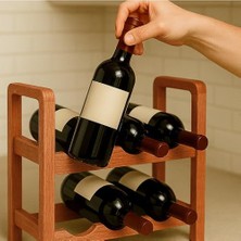 2 Katlı Ahşap Dekoratif Şaraplık Şık Modern Tasarım Şişe Viski Şampanya Içki Rafı Yıllandırma Dolabı Şişe Rafı Şarap Rafı