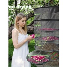 4 Katlı Fermuarlı Meyve Sebze Kurutma Filesi | Katlanabilir Doğal Kurutma Sepeti Siyah