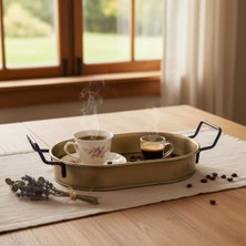 28CM Kaplama Lüks Galvaniz Metal Boyalı Oval Tepsi Zarafet ve Dayanıklılığı Buluşturuyor