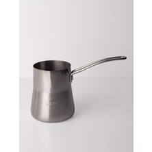 600 ml Gümüş Kulplu Konik Çelik Cezve Sütlük