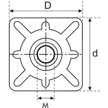 Sedef Rotil Ayak Üst M10 40X40-4'LÜ Paket
