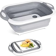 8683200803378 Akordiyonlu Katlanır Pratik Kesme Tahtası ve Sepet, Çok Renkli, Medium