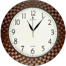 BL-1037 Serisi Klasik Kadran Örme Desenli Sessiz Akar 30 cm Duvar Saati Bordo