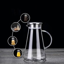 Cam Sürahi Borosilikat Metal Kapaklı 1.8 Litre