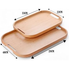 Dikdörtgen Bambu Servis Tepsisi, 2'li Set, 33X22 cm ve 40X28 cm | Dikdörtgen Bambu Tepsi