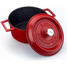 Metal Spring Serisi - Döküm Tencere, Yuvarlak, 20 Cm, Mat, Parlak Siyah Taban, Kırmızı