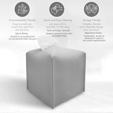 Modern Pu Deri Peçete Kutusu Kapağı, Basit Düz Renk Tutucu Kare Peçete Çantası, Banyo, Ofis, Araba, Açık Çadır, Yemek Masası Için Ideal, 13 x 13 x 13 Cm, Gümüş