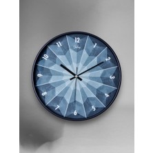 D-218-F-1 Modern Kadran 30 cm Sessiz Akar Duvar Saati Mavi