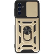 Magicool Samsung Galaxy A14 4g Kılıf Pars Lens Yüzüklü Silikon - Gold