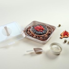 Kek Taşıma Kabı, Bpa Içermeyen Plastik, Saplı ve Kilitli Kek Fanusu, Taşınabilir ve Güvenli Saklama Çözümü (Kare)