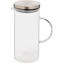 Metal Kapaklı Cam Sürahi – 1500 ml Dayanıklı Şeffaf Cam, Ergonomik Kulplu, Soğuk ve Içecekler Için Şık Tasarım
