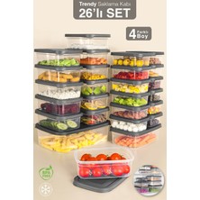 Meleni Home 26'lı Dikdörtgen Erzak Saklama Kabı - Mikrodalga ve Difrize Uygun Düzenleyici Organizer Gri