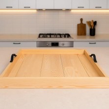 Ahşap Servis ve Sunum Tepsisi Ham Renk - 60X60 cm