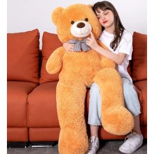 Papyonlu Sevimli Peluş Şaşkın Ayı 80 cm - Sevgiliye Özel Hediye Kahverengi