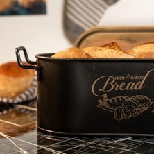 Lin Metal Ahşap Kapaklı Tel Kulplu Metal Ekmeklik (Bread Baskılı) LN1293S